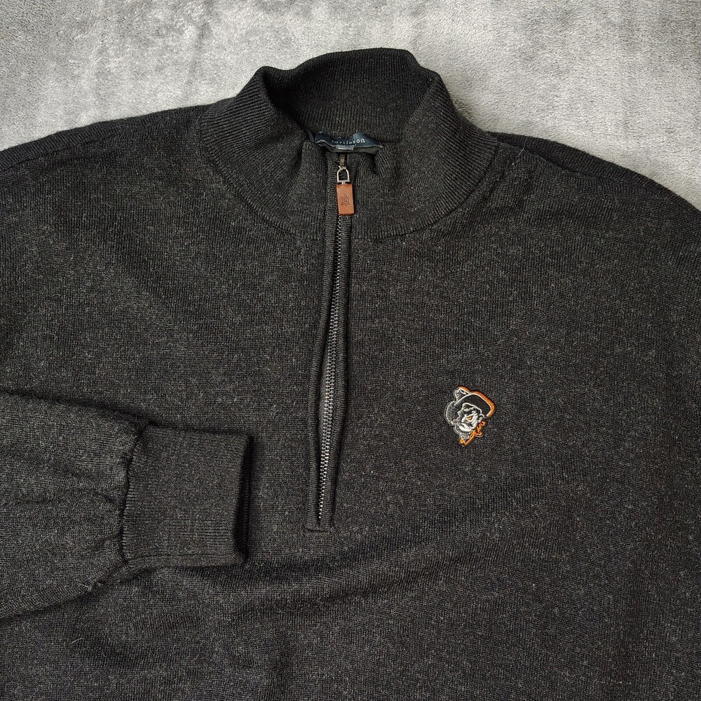 Turtleson  OSU Cowboys Lined Quarter Zip Sweater Men 2XL Gray Merino Wool Wind